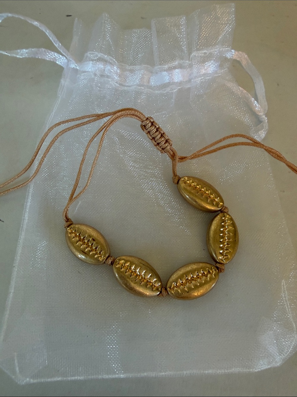 Plunder Gold Cowrie Bead Macrame Bracelet